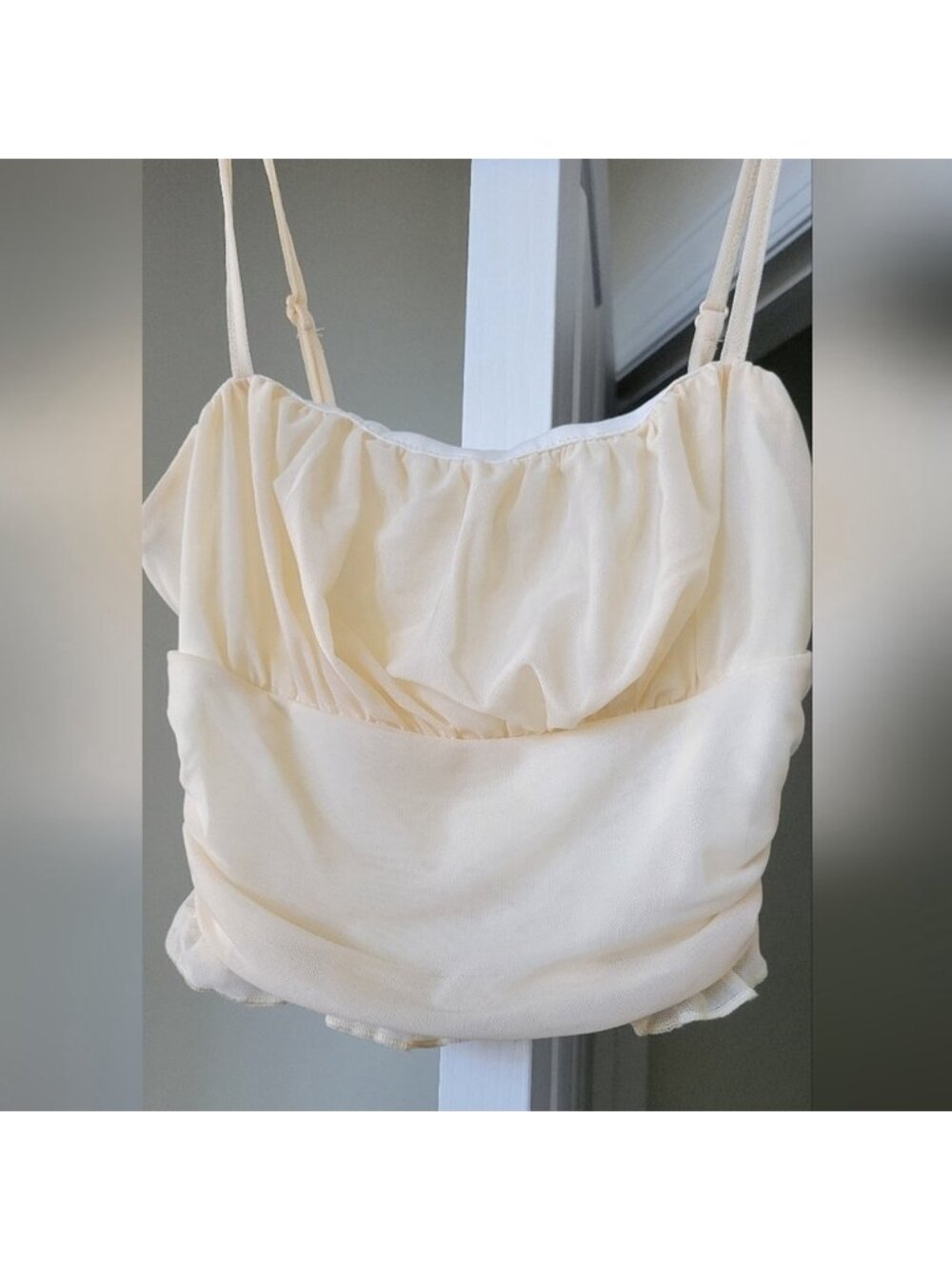 Apricot Ruched Bust Ruffle Hem Cami Top – Size XS/2 - Picture 4 of 5